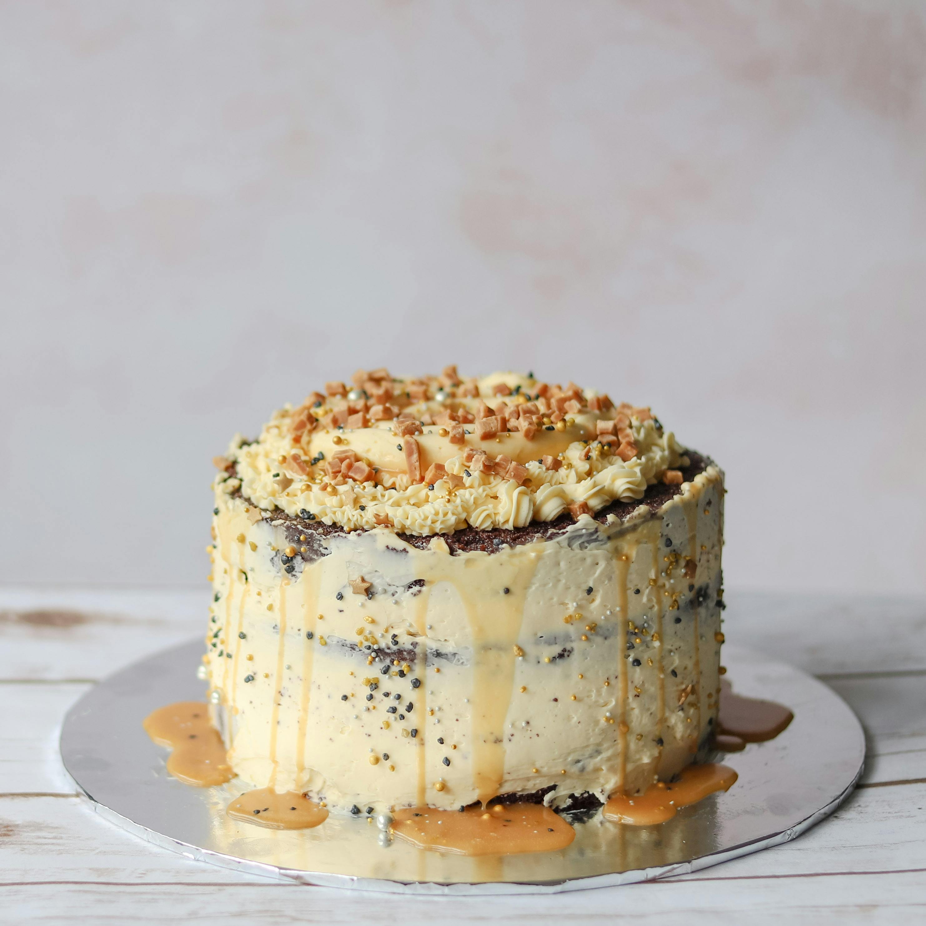 A rustic caramel topped cake perfect for celebrations and dessert lovers.